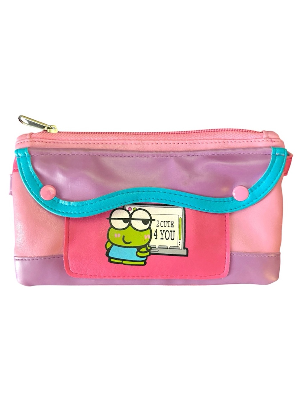 Vintage 2005 Sanrio Keroppi Clutch Wristlet Pouch Pink 2 Cute 4 You